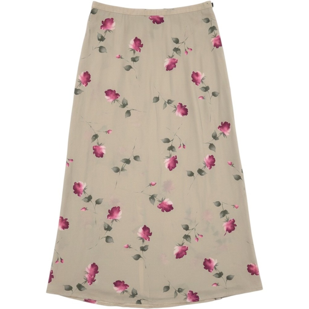 Vintage 100% Silk Evan-Picone Maxi Skirt Sage Green Floral 16 90s Cottagecore